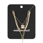 three-layer necklace clover and heart