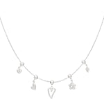 charm necklace flowers and hearts