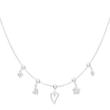 charm necklace flowers and hearts