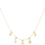 charm necklace flowers and hearts
