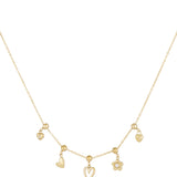 charm necklace flowers and hearts
