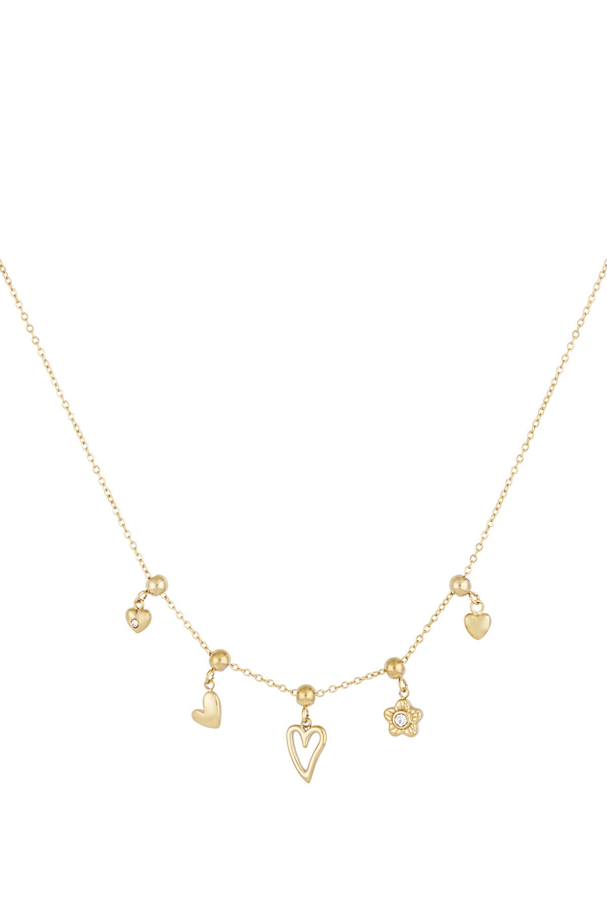 charm necklace flowers and hearts