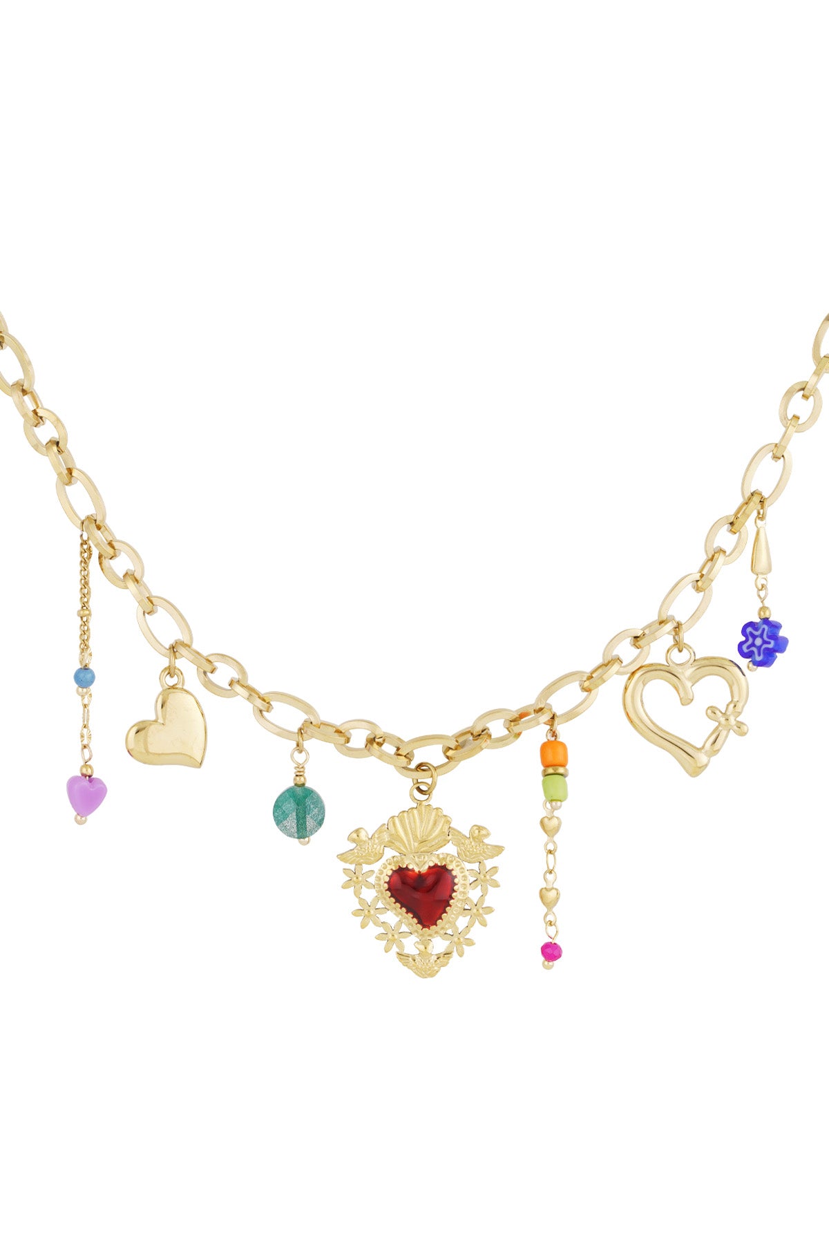 charm necklace milagros heart