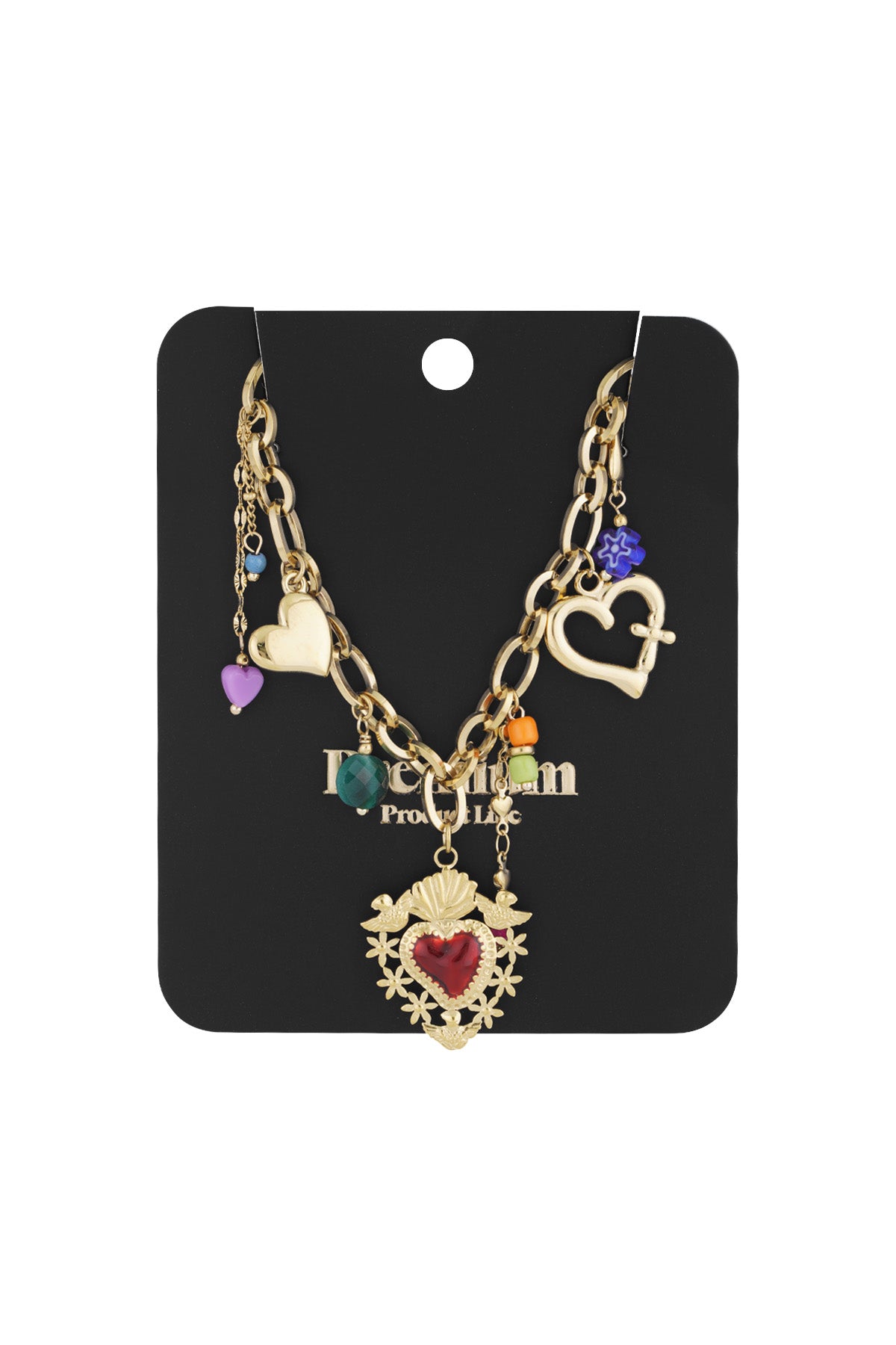 charm necklace milagros heart