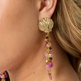 Shell earrings with hanging sequins