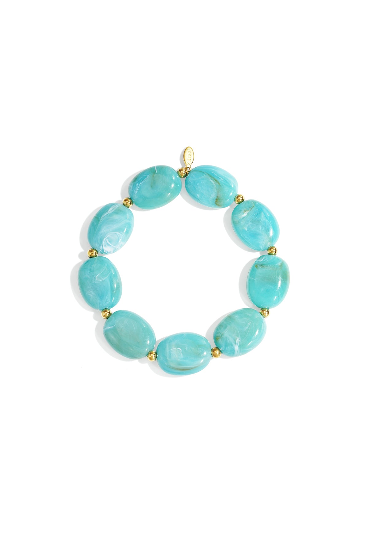 Beaded bracelet with oval and gold beads
