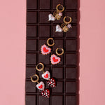 Earrings with heart in candy motif