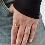 Minimalist adjustable ring with rhinestone star