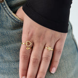 Minimalist adjustable ring with rhinestone star