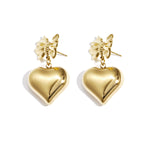 Bow earrings with hanging heart