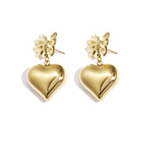 Bow earrings with hanging heart