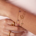 Bracelet with pink stones in hearts