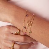 Bracelet with pink stones in hearts