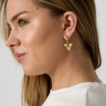 Hoop earrings with hanging heart and pearls