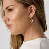 Hoop earrings with hanging heart and pearls