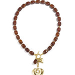 Squoval beaded necklace hanging heart
