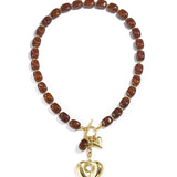 Squoval beaded necklace hanging heart
