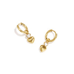 Earrings with dangling hearts and a heart-shaped stone