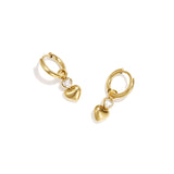 Earrings with dangling hearts and a heart-shaped stone