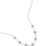 Necklace with zirconia-set clovers