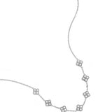 Necklace with zirconia-set clovers