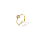 Minimalist adjustable ring with rhinestone star