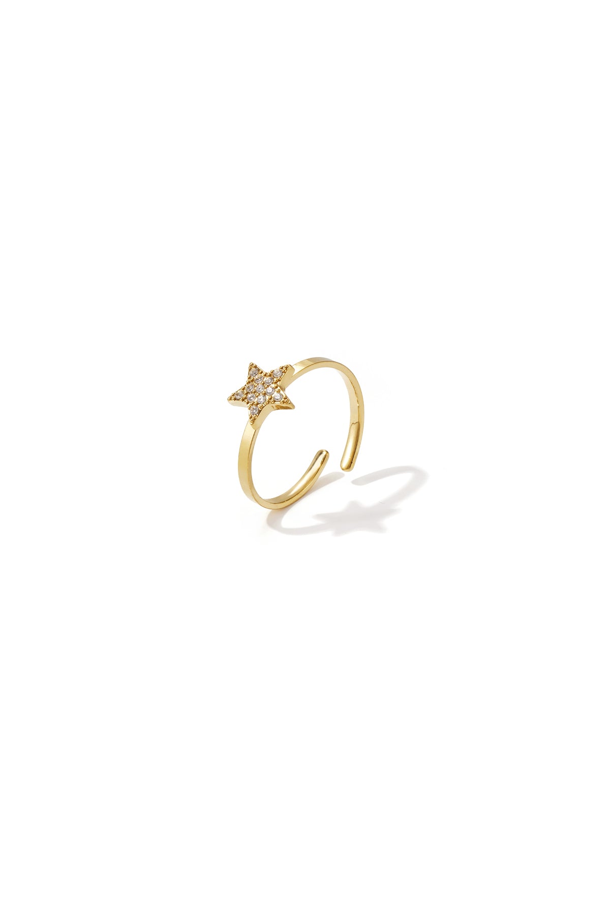 Minimalist adjustable ring with rhinestone star