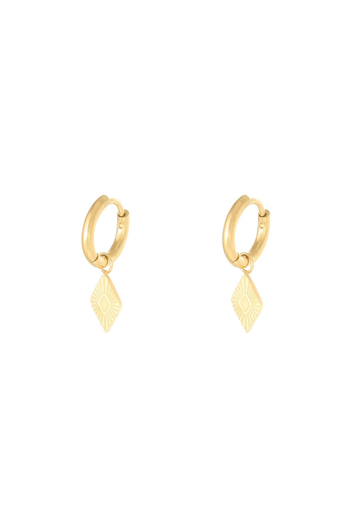 Earrings Diamond Gold Color Stainless Steel