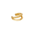 Double earcuff rope & smooth Gold Color Stainless Steel