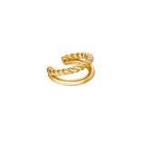 Double earcuff rope & smooth Gold Color Stainless Steel