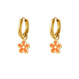 Stainless Steel Colorful Flower Earrings Stainless Steel