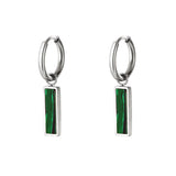 Green bar earrings  Gold Color Stainless Steel