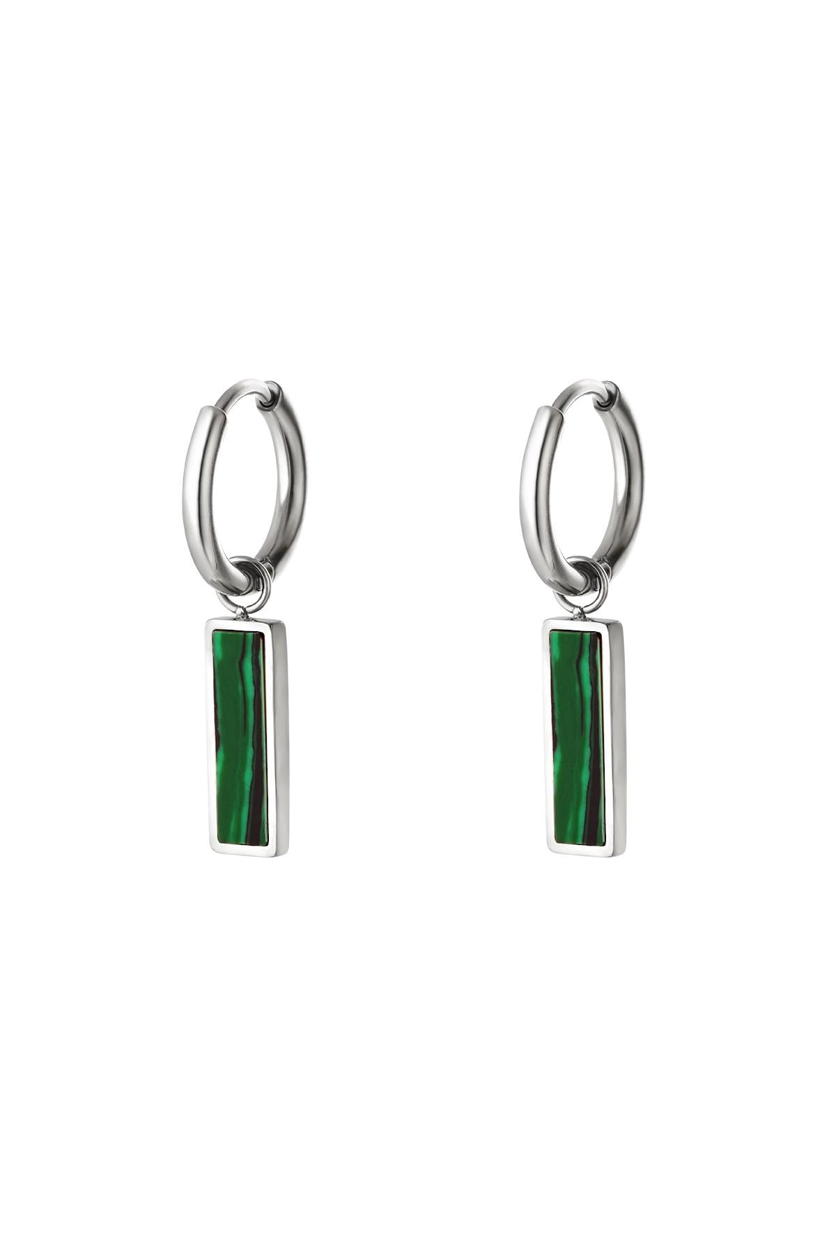 Green bar earrings  Gold Color Stainless Steel