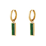 Green bar earrings  Gold Color Stainless Steel