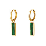 Green bar earrings  Gold Color Stainless Steel