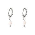 Earrings sweet water pearl Silver Color Stainless Steel
