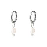 Earrings sweet water pearl Silver Color Stainless Steel