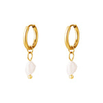 Earrings sweet water pearl Silver Color Stainless Steel