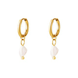 Earrings sweet water pearl Silver Color Stainless Steel