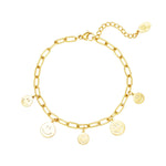 Bracelet multiple smileys Gold Color Stainless Steel