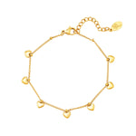 Bracelet with heart charms Gold Color Stainless Steel