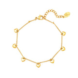 Bracelet with heart charms Gold Color Stainless Steel