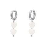Pearl hearts earrings - #summergirls collection White Gold Color Sea Shells