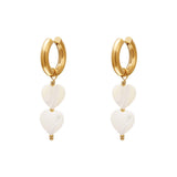 Pearl hearts earrings - #summergirls collection White Gold Color Sea Shells