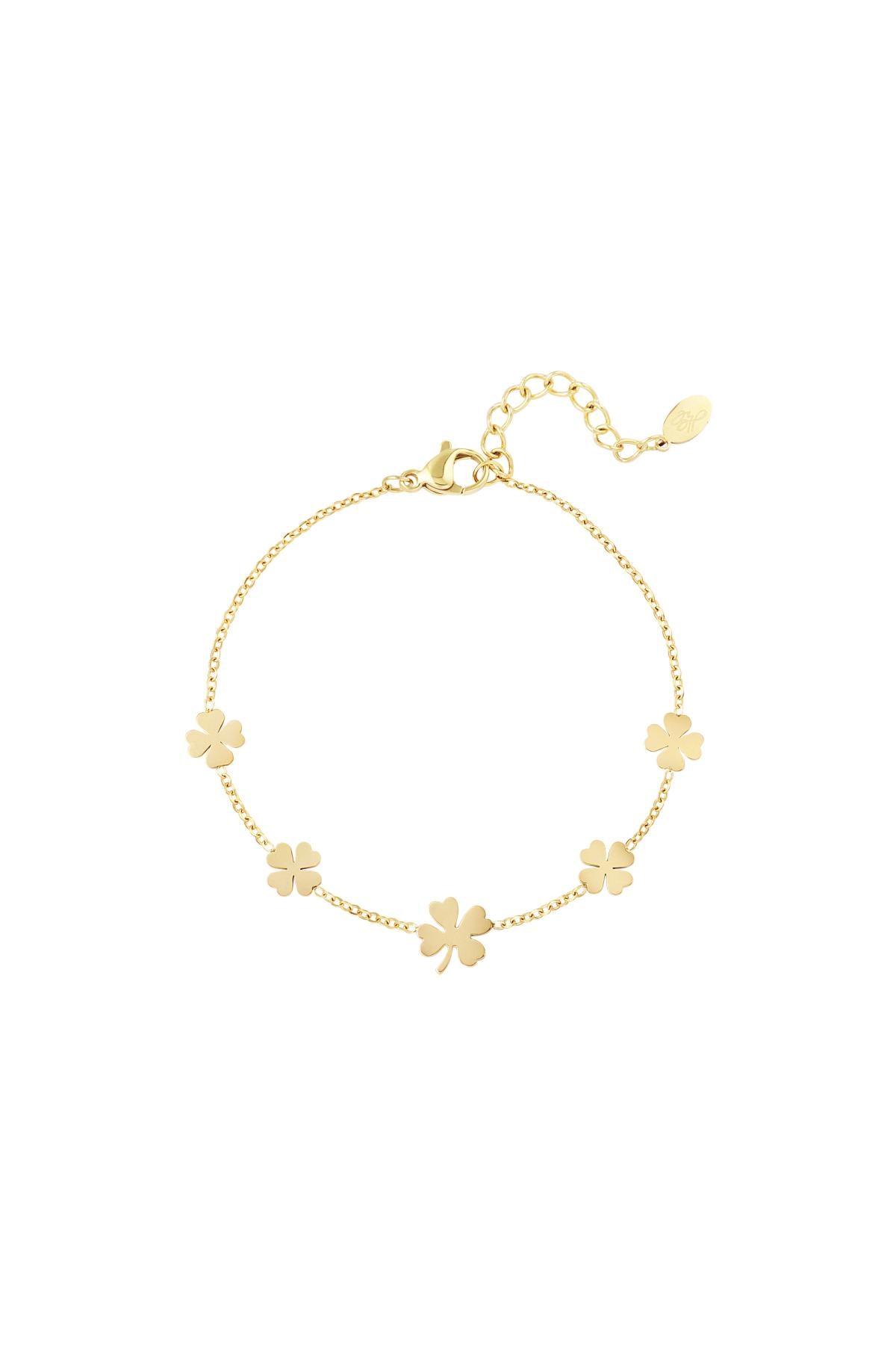 Bracelet 5 clovers Gold Color Stainless Steel