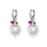 Earrings with heart and beads Gold Color Stainless Steel