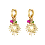 Earrings with heart and beads Gold Color Stainless Steel