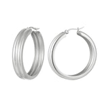 Ribbed hoop earrings Gold Color Stainless Steel