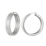 Ribbed hoop earrings Gold Color Stainless Steel