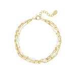 Bracelet three layers of colored details Gold color Stainless Steel